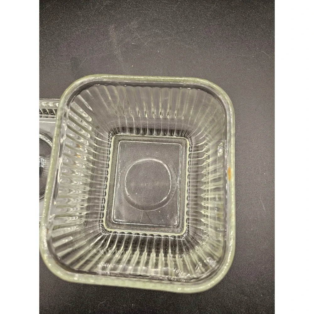Vintage Clear Ribbed Glass Refrigerator Dish Rectangular Storage Containe Lid XX